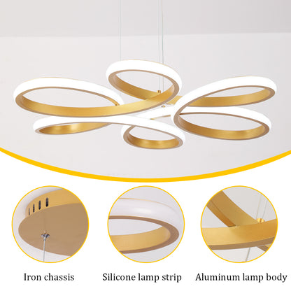 LuxiLamps - Modern Curls Pendant Lamp - Dimmable With Remote Control - Gold - 59 cm - Living Room Lamp - Bedroom Lamp - Modern Lamp - Ceiling Lamp