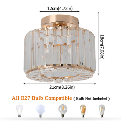 Plafondlamp - Verlichting - Gangpad - Lamp - Kristal Look - Plafonnière - 22 cm - Rond - Goud - E27