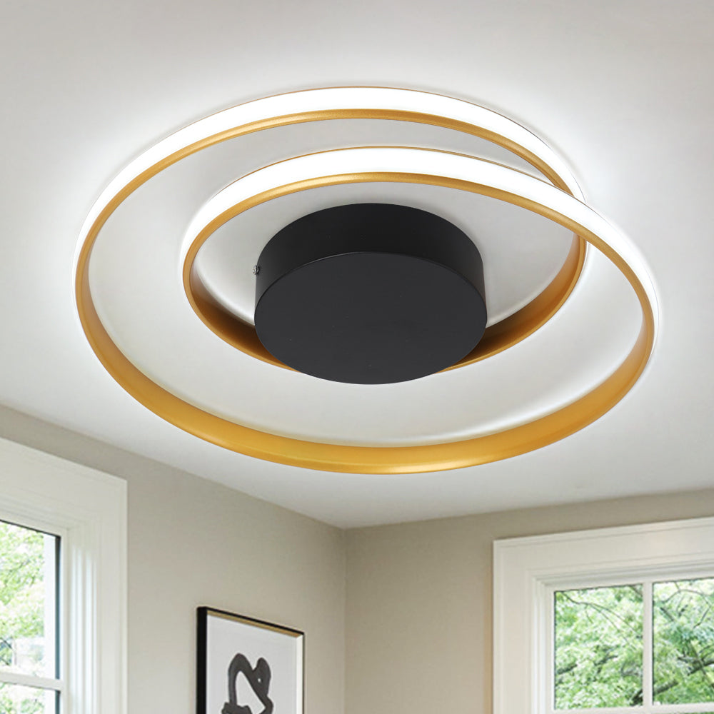 LuxiLamps - Ringen LED Plafondlamp - Dimbaar Met Afstandsbediening - Goud - 46 cm - Plafoniere - Keuken Lamp - Woonkamerlamp - Moderne lamp