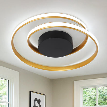 LuxiLamps - Ringen LED Plafondlamp - Dimbaar Met Afstandsbediening - Goud - 46 cm - Plafoniere - Keuken Lamp - Woonkamerlamp - Moderne lamp