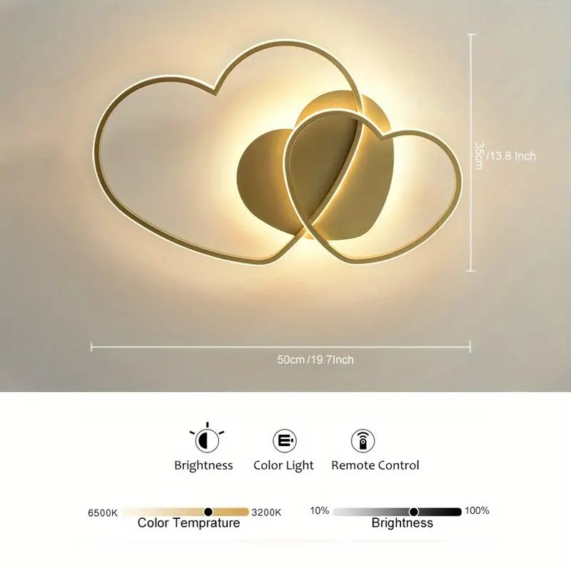 Harten Plafondlamp - Met Afstandsbediening - Goud - Dimbaar - Woonkamerlamp - Moderne lamp - Plafoniere
