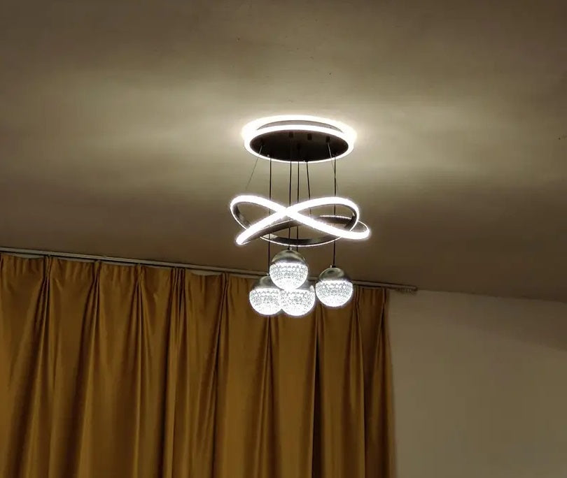 LuxiLamps - 4 Balls Hanging Lamp - Chandelier Living Room - Black - Modern Lamp - 40 cm - Hanging Lamp