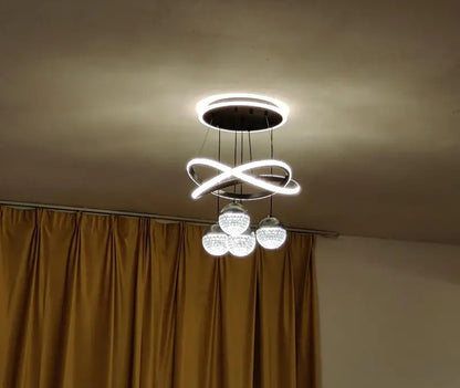LuxiLamps - 4 Balls Hanging Lamp - Chandelier Living Room - Black - Modern Lamp - 40 cm - Hanging Lamp