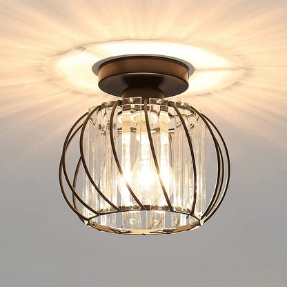Moderne Kristallen Plafondlamp - LED Rond Kristallen - Kroonluchter - Zwart - Gangpad of Hal Lamp - Crystal Led Lamp - Plafoniere