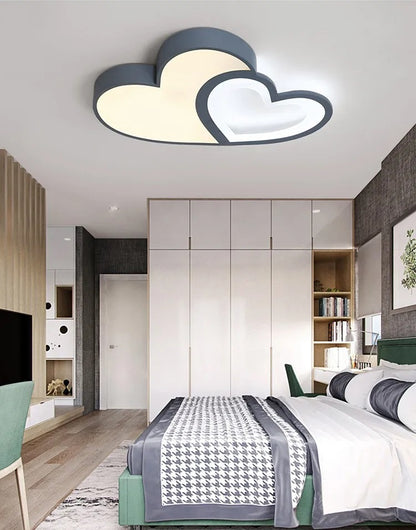 LuxiLamps - Hartvormige Plafondlamp - Blauw - Dimbaar Met Afstandsbediening - Kinderkamer - 55 cm - Moderne Lamp - Slaapkamer Lamp - Plafonniere