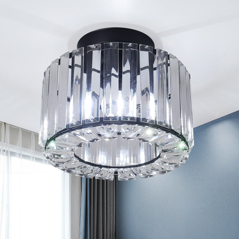 Plafondlamp - Verlichting - Gangpad - Lamp - Kristal Look - Plafonnière - 22 cm - Rond - Zwart - E27