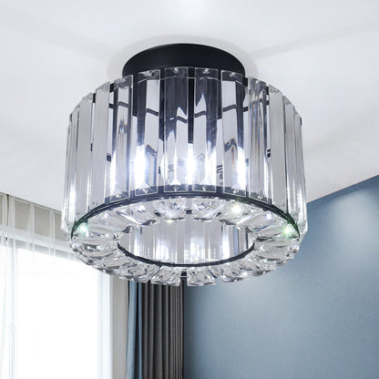 Plafondlamp - Verlichting - Gangpad - Lamp - Kristal Look - Plafonnière - 22 cm - Rond - Zwart - E27