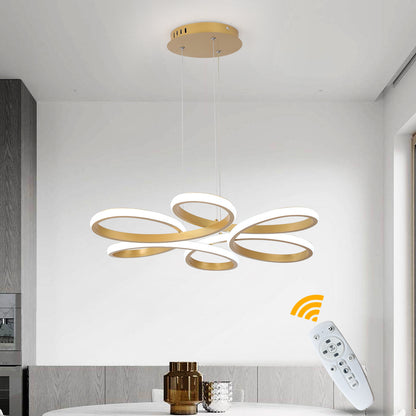 LuxiLamps - Modern Curls Pendant Lamp - Dimmable With Remote Control - Gold - 59 cm - Living Room Lamp - Bedroom Lamp - Modern Lamp - Ceiling Lamp