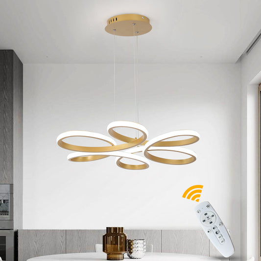 LuxiLamps - Modern Curls Pendant Lamp - Dimmable With Remote Control - Gold - 59 cm - Living Room Lamp - Bedroom Lamp - Modern Lamp - Ceiling Lamp