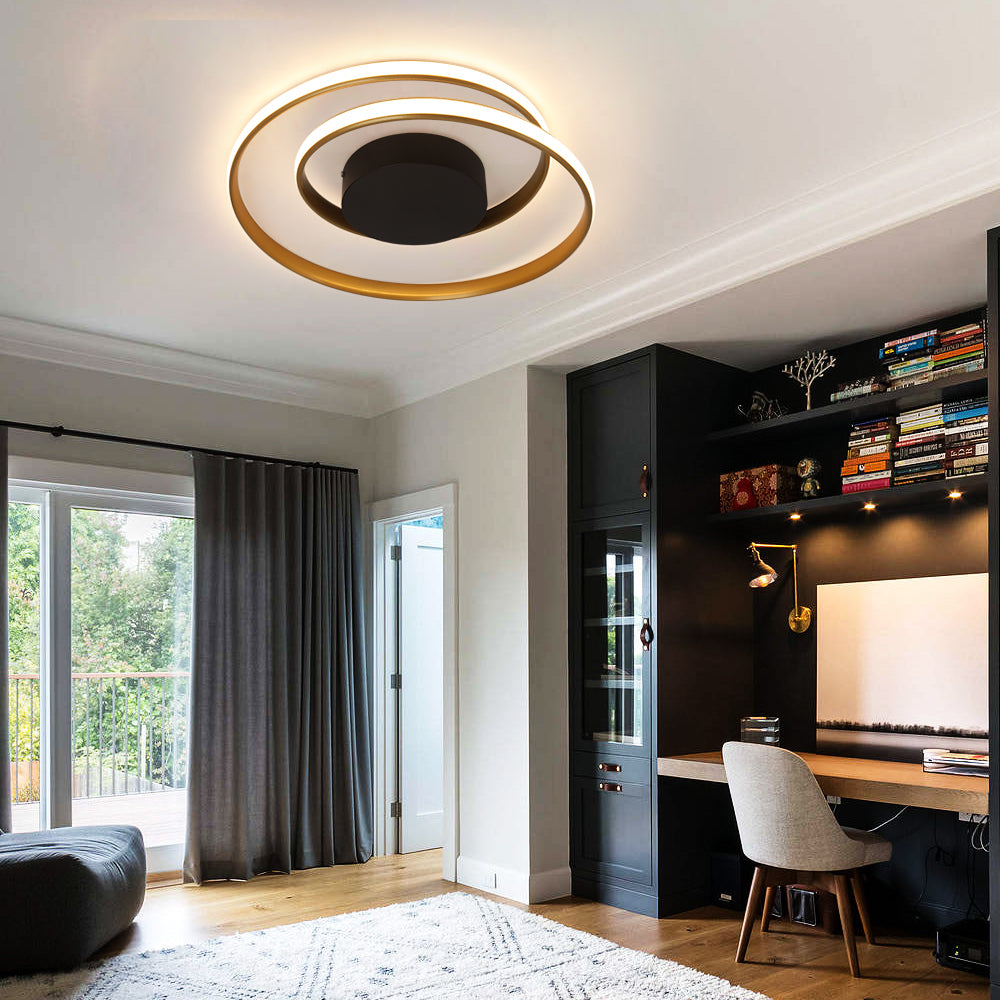 LuxiLamps - Ringen LED Plafondlamp - Dimbaar Met Afstandsbediening - Goud - 46 cm - Plafoniere - Keuken Lamp - Woonkamerlamp - Moderne lamp