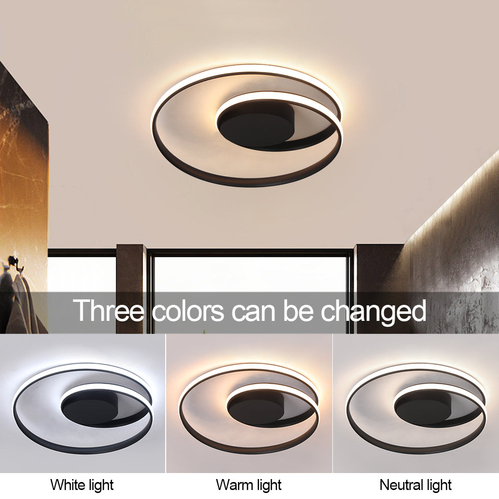 LuxiLamps - Ringen LED Plafondlamp - Dimbaar Met Afstandsbediening - Zwart - 46 cm - Plafoniere - Keuken Lamp - Woonkamerlamp - Moderne lamp
