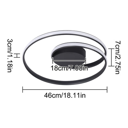 LuxiLamps - Ringen LED Plafondlamp - Dimbaar Met Afstandsbediening - Zwart - 46 cm - Plafoniere - Keuken Lamp - Woonkamerlamp - Moderne lamp