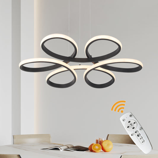 LuxiLamps - Modern Curls Pendant Lamp - Dimmable With Remote Control - Black - 59 cm - Living Room Lamp - Bedroom Lamp - Modern Lamp - Ceiling Lamp