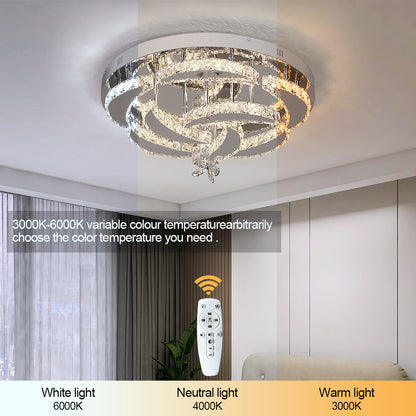 Bloem Plafondlamp - Dimbaar Met Afstandsbediening - Plafoniere - Chroom - Moderne LED Lamp - Kroonluchter - Keuken Lamp - Woonkamerlamp - Plafonniere