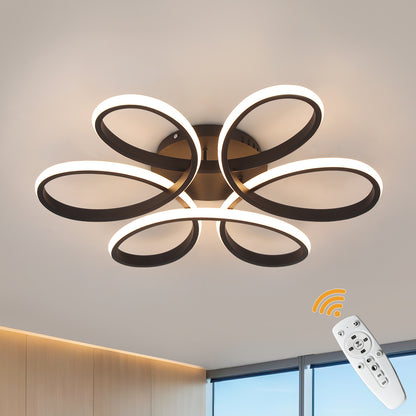 LuxiLamps - Krullen Plafondlamp - Dimbaar Met Afstandsbediening - Zwart - 59 cm - Woonkamerlamp - Slaapkamerlamp - Moderne lamp - Plafonniere