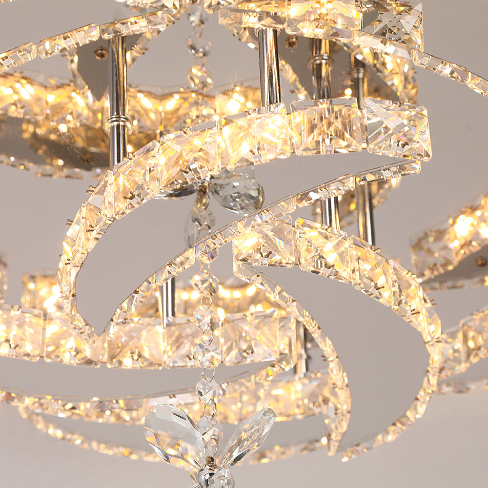 Bloem Plafondlamp - Dimbaar Met Afstandsbediening - Plafoniere - Chroom - Moderne LED Lamp - Kroonluchter - Keuken Lamp - Woonkamerlamp - Plafonniere