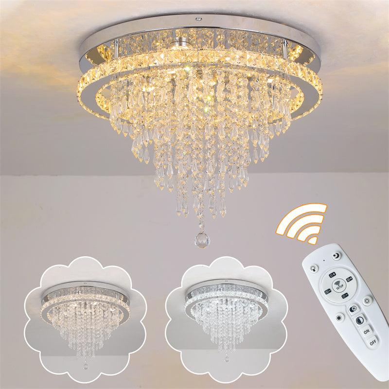 LuxiLamps - Kristallen Plafondlamp - Crystal Led Lamp - 50 cm - Met Afstandsbediening Dimbaar - Woonkamerlamp - Moderne lamp - LED Plafondlamp - Plafonniere