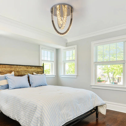 3 Ring Crystal Plafondlamp - Luxe LED Plafondlamp - Chroom - Woondecoratie - 3 Kleuren - Kristallen Kroonluchter - Moderne Plafondlamp - 40 cm