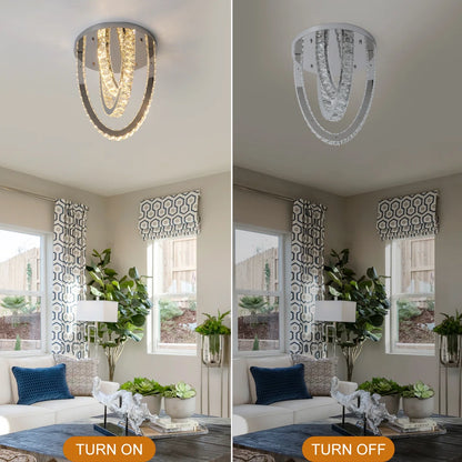 3 Ring Crystal Plafondlamp - Luxe LED Plafondlamp - Chroom - Woondecoratie - 3 Kleuren - Kristallen Kroonluchter - Moderne Plafondlamp - 40 cm