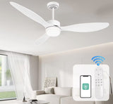 
3-Blade Ceiling Fan - Modern LED Fan Light - 6 Speeds - Height Adjustable - Remote Control & APP - 132 cm - White - Living Room Lamp