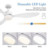 
3-Blade Ceiling Fan - Modern LED Fan Light - 6 Speeds - Height Adjustable - Remote Control & APP - 132 cm - White - Living Room Lamp