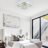 
Gold 3 Circle Crystal LED Ceiling Light - Dimmable With Remote Control - 31 W - Modern Chandelier For The Living Room