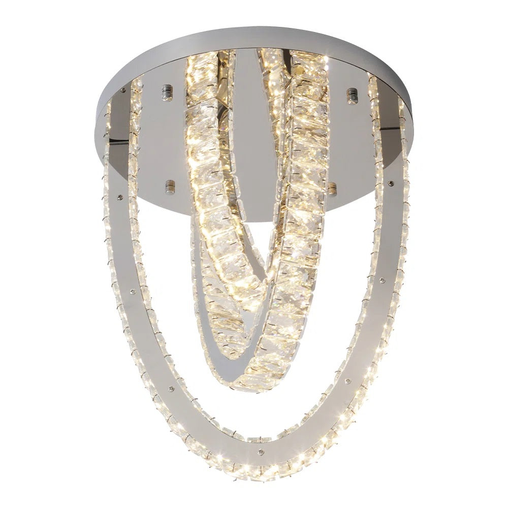 3 Ring Crystal Ceiling Light - Silver - For Living And Dining Room