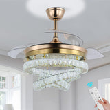 
3 Ring Crystal Ceiling Fan Light - With Remote Control - Silent Fan - 106 cm - Gold - Timer - Living Room Fan Lamp - Modern Ceiling Fan Light - Chandelier Fan