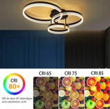 
3-Ring Ceiling Light - Black/Gold - Dimmable with Remote Control - Modern LED Lamp - 30/40/50 cm - Living Room Lamp