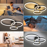 
3-Ring Ceiling Light - Black/Gold - Dimmable with Remote Control - Modern LED Lamp - 30/40/50 cm - Living Room Lamp