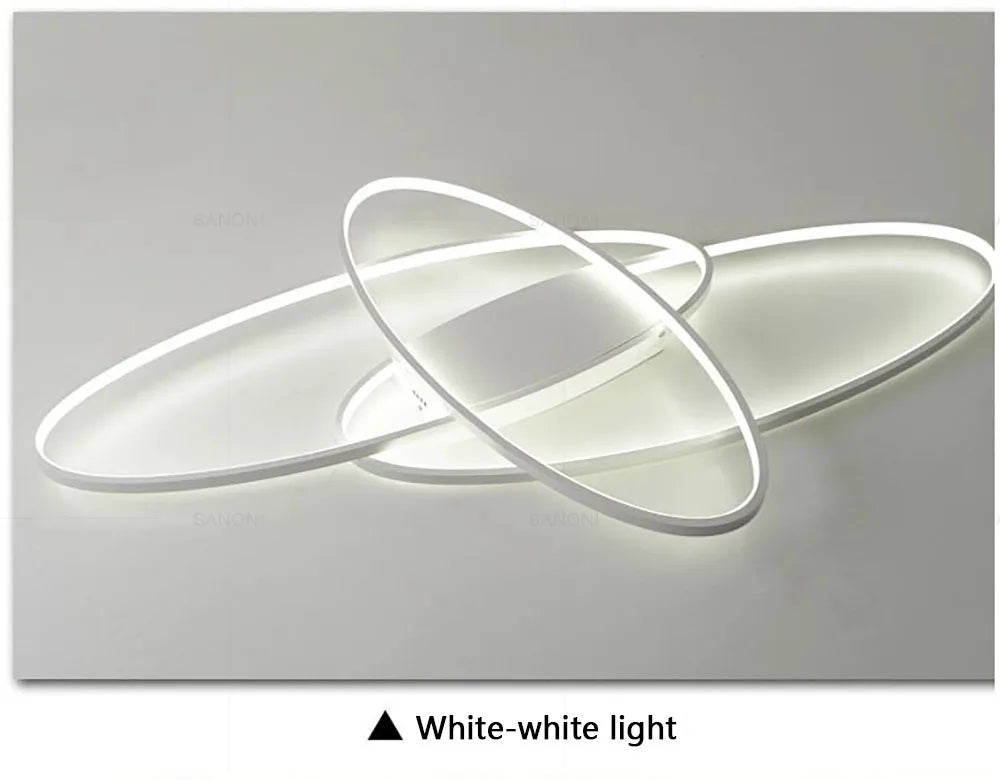 Oval Ring Ceiling Light - White - With Remote Control - For Living And Dining Room - Ceiling Fixture