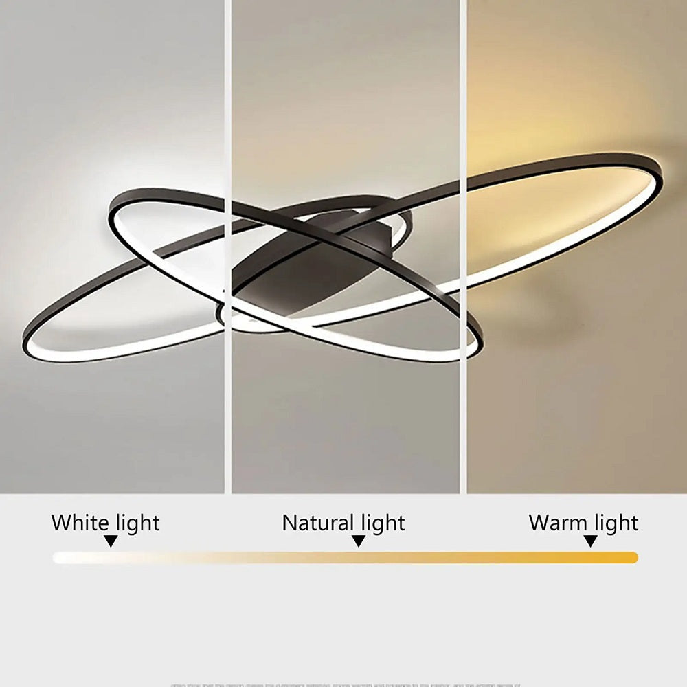Oval Ring Ceiling Light - Black - With Remote Control - For Living And Dining Room - Ceiling Fixture