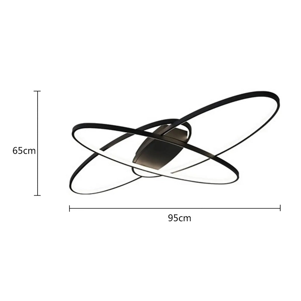 Oval Ring Ceiling Light - Black - With Remote Control - For Living And Dining Room - Ceiling Fixture