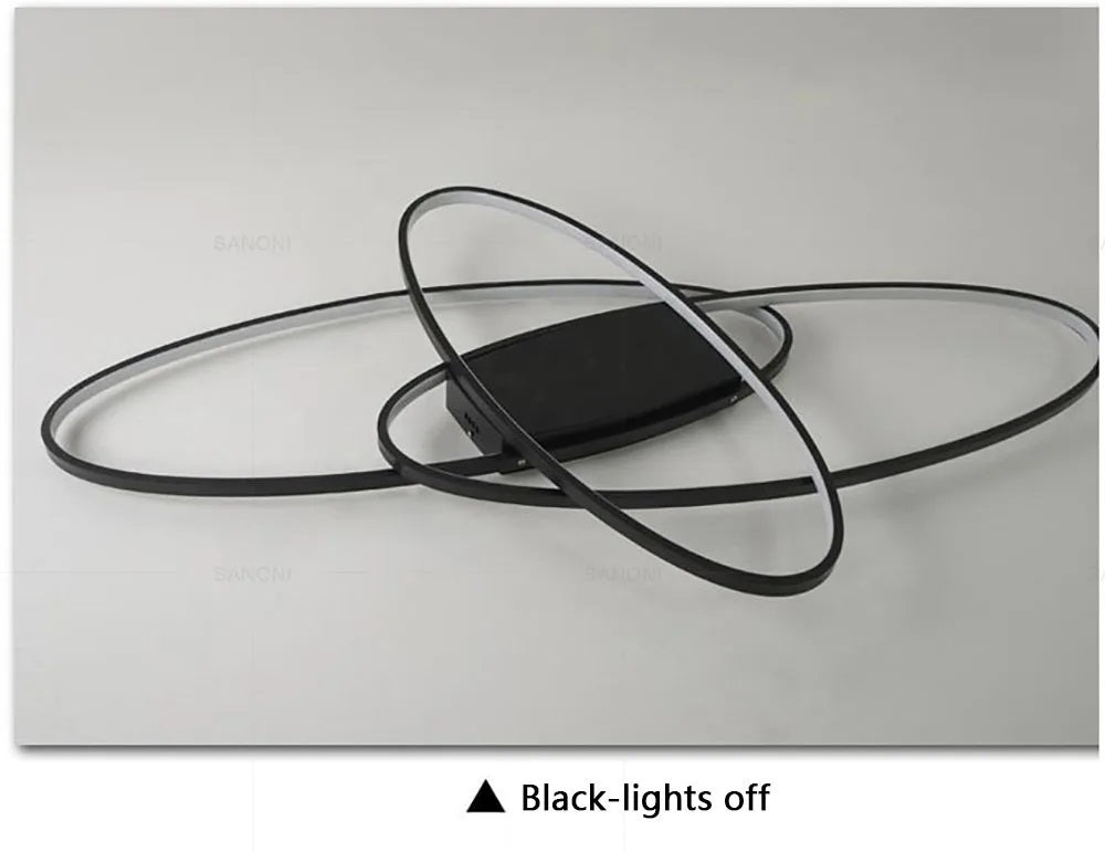 Oval Ring Ceiling Light - Black - With Remote Control - For Living And Dining Room - Ceiling Fixture