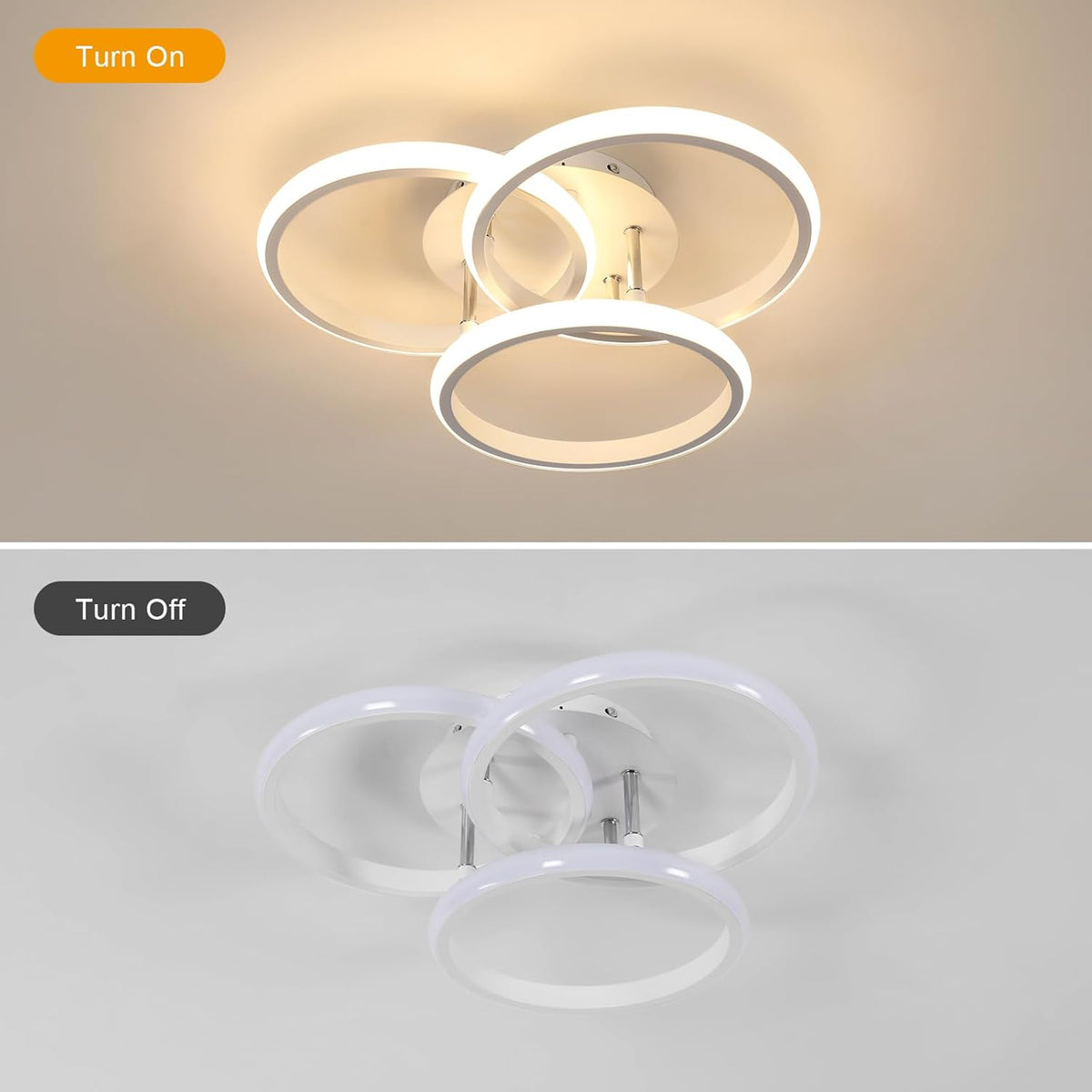 3 Ringen LED Plafondlamp - Wit - Warm Wit - Voor Woonkamer En Eetkamer - Plafonnière