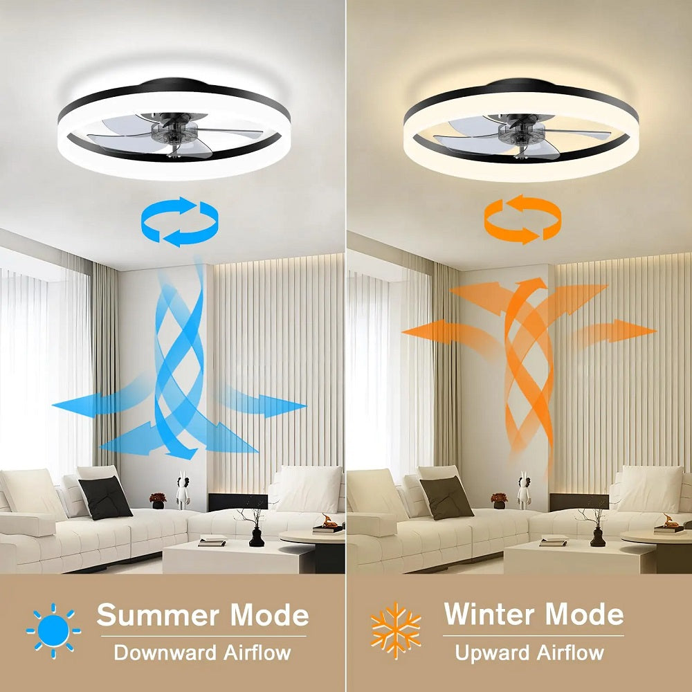 Ventilator Lamp - Plafondventilator - Zwart - Smart Lamp - Dimbaar - 6 Standen - Ventilator - Keuken Lamp - Woonkamerlamp - Moderne lamp