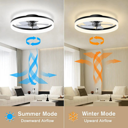 Ventilator Lamp - Plafondventilator - Zwart - Smart Lamp - Dimbaar - 6 Standen - Ventilator - Keuken Lamp - Woonkamerlamp - Moderne lamp