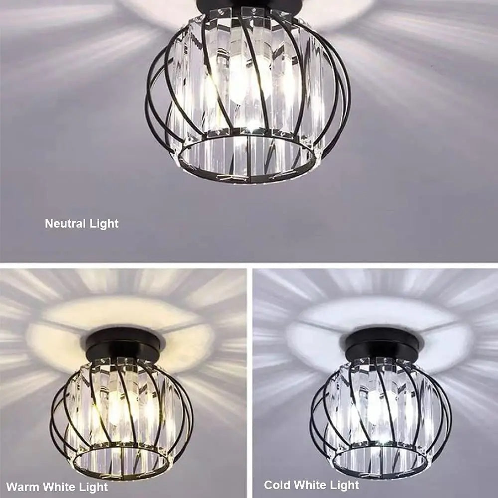 Moderne Kristallen Plafondlamp - LED Rond Kristallen - Kroonluchter - Zwart - Gangpad of Hal Lamp - Crystal Led Lamp - Plafoniere