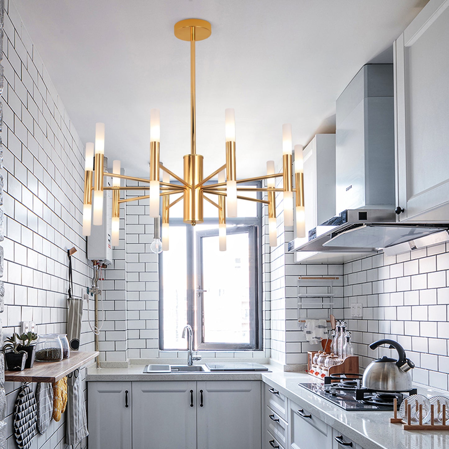 LuxiLamps - 20 Head Chandelier - Modern Gold LED Chandelier - 66 cm - Modern Lamp - Pendant Chandelier - Ceiling Lamp