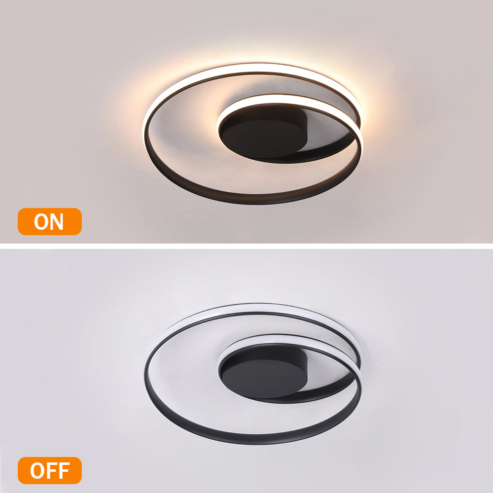 LuxiLamps - Ringen LED Plafondlamp - Dimbaar Met Afstandsbediening - Zwart - 46 cm - Plafoniere - Keuken Lamp - Woonkamerlamp - Moderne lamp