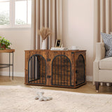 
Dog Crate - Furniture - Dog Cage - Dog Kennel - Dog Pen - Side Table - Coffee Table - 3 Doors - 100x60x63 cm - Brown