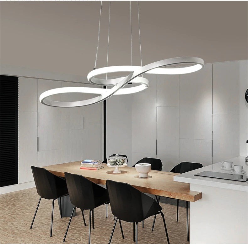 LuxiLamps - Pendant Lamp - Chandelier - White - Living Room Lamp Dimmable With Remote Control - Modern Lamp - Dining Room Lamp - LED Ceiling Lamp - Ceiling Light