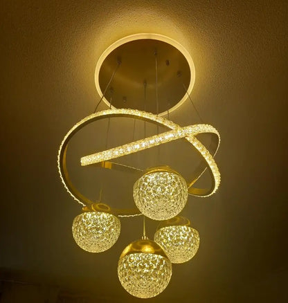 LuxiLamps - 4 Balls Hanging Lamp - Chandelier Living Room - Gold - Modern Lamp - 40 cm - Hanging Lamp
