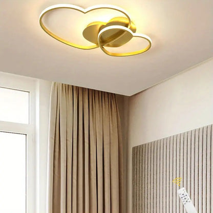 Harten Plafondlamp - Met Afstandsbediening - Goud - Dimbaar - Woonkamerlamp - Moderne lamp - Plafoniere
