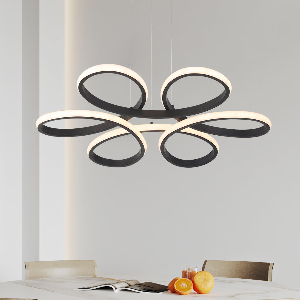 LuxiLamps - Modern Curls Pendant Lamp - Dimmable With Remote Control - Black - 59 cm - Living Room Lamp - Bedroom Lamp - Modern Lamp - Ceiling Lamp