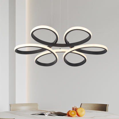 LuxiLamps - Modern Curls Pendant Lamp - Dimmable With Remote Control - Black - 59 cm - Living Room Lamp - Bedroom Lamp - Modern Lamp - Ceiling Lamp