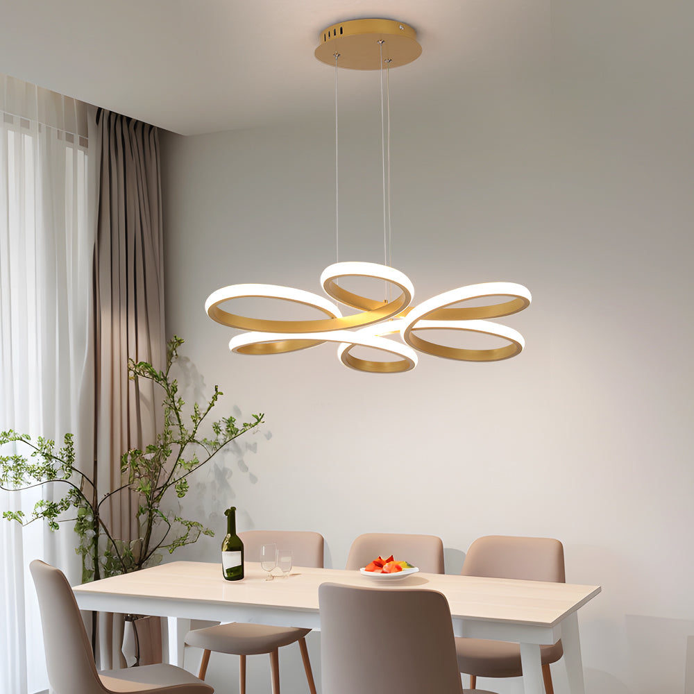 LuxiLamps - Modern Curls Pendant Lamp - Dimmable With Remote Control - Gold - 59 cm - Living Room Lamp - Bedroom Lamp - Modern Lamp - Ceiling Lamp