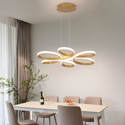 LuxiLamps - Modern Curls Pendant Lamp - Dimmable With Remote Control - Gold - 59 cm - Living Room Lamp - Bedroom Lamp - Modern Lamp - Ceiling Lamp