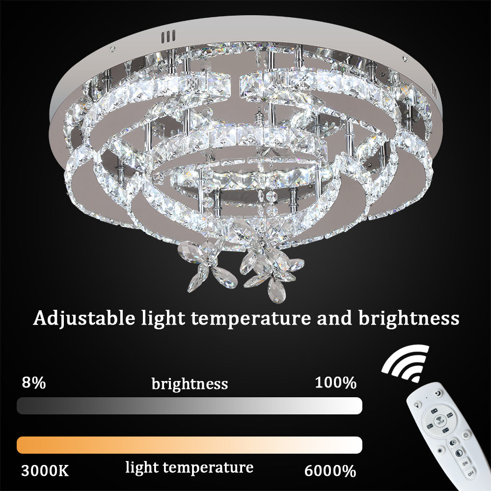 LuxiLamps - Moon Crystal LED Lamp - With Remote Control - Modern Lamp - Crystal Chandelier - Living Room Lamp - Ceiling Lamp