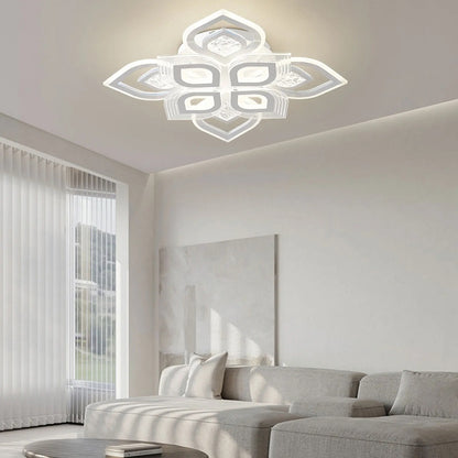 Sfeervolle LED Plafondverlichting - Artistiek Design - Dimbaar 3000K-6500K - 69 cm - Wit - Kristal Kroonluchter - Plafonniere - Moderne Woonkamerlamp